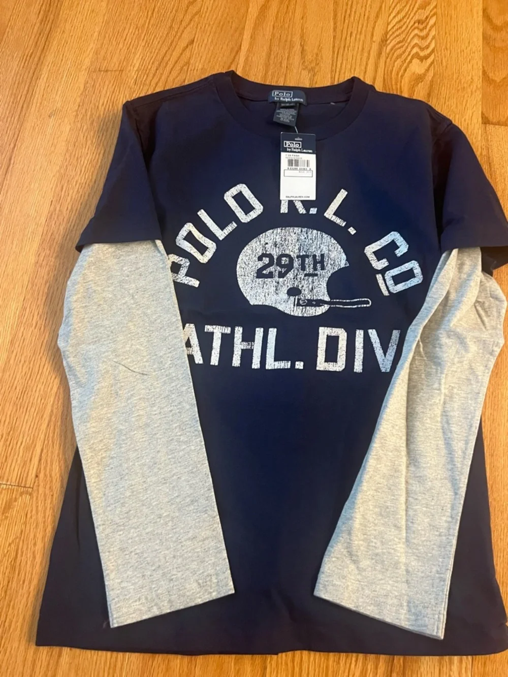 Ralph Lauren Navy & Heather Gray Layered-Look Long Sleeve Tee